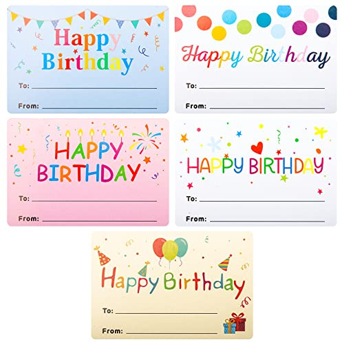 Anwyll Happy Birthday Name Stickers - 100 Pcs 3x2 Inch Self-Adhesive Birthday Present Stickers for Party, Gift Wrapping, Envelope Seals