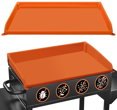 NancyL grillmatta silikonskyddskåpa, 【Uppgraderad fullkant】28 tum silikongrillskydd svart sten tillbehör för Blackstone 28 tums stekpanna – kraftig grillgrill av silikon för matkvalitet