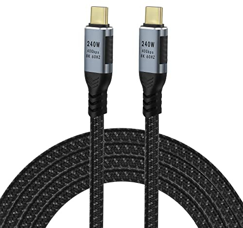 GELRHONR 240W Cable de carga USB C, Cable USB 4 tipo C 240W para thunderbolt 3 40Gbps 8K@60Hz 4K@120Hz, paraTablet, Laptop, VR, Hub, SSD, Docking (1.8)