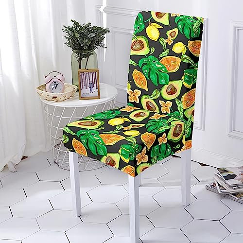 Stuhlhussen Schwarz Grün Tropical Stuhlbezug Stretch Removable Hussen für Stühle Universal Stuhlhussen Schwingstühle Chair Covers für Hotel Hochzeit Bankett Küche Restaurant Party(4 Pieces)