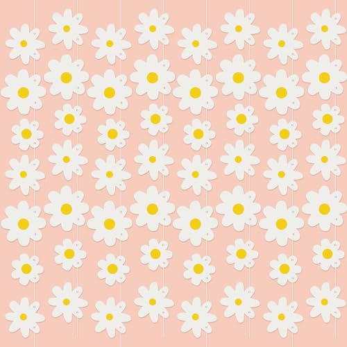 Henoyso 12 Packungen Daisy Groovy Boho Party Banner, Daisy Garland Kit Daisy Hanging Swirl Daisy Paper Cutouts White Daisy Party Decorations for Home Classroom Shower Birthday Party Favor Supplies