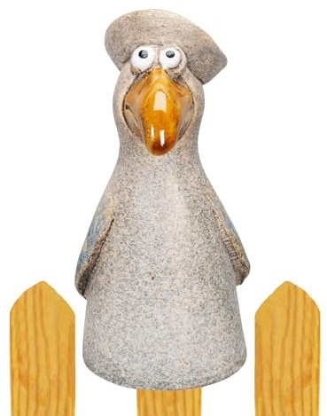 B2S BACK2SEASON Zaunfigur Möwe mit Mütze Sommer Martim Meer Zaundeko Zaunhocker weiß rot H=16,5 cm