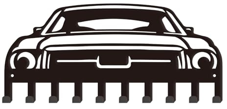 SUPERDANT Schlüsselbrett Auto Thema Wandmontage Schlüsselhalter Für Wand Dekorativ Mit 10 Haken Schwarzer Schlüsselaufhänger Kleiderbügel Für Eingangsbereich Vordertür Büro Männerhöhle