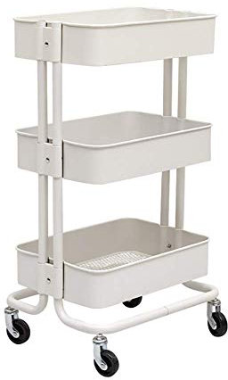 Chariots de rangement pour diables, chariots mobiles de cuisine, chariot roulant de beauté à 3 niveaux, chariot de salon de spa, chariot à outils utilitaires, plateau de rangement réglable (blanc 45 x