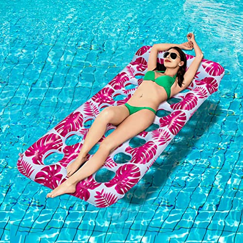 Earnmore Aufblasbare Matratze für Pool, Luftmatratze Pool Aufblasbare Hängematte, 180 x 80cm Luftmatratze Schwimmmatratze Aqua Schwimmbett Aufblasbar Wasser Hängematte (Rosa)