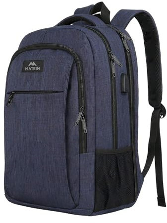 MATEIN Rucksack Herren Große 17,3 Zoll, Computer Arbeitsrucksack mit Laptopfach USB-Ladeanschluss Schulrucksack Wasserdicht Anti-Diebstahl Reiserucksack Männer und Frauen, Dunkelblau