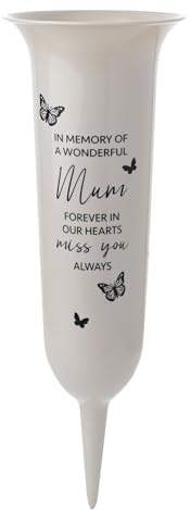 Graveside Memorial Spiked Flower Vase Grey 31cm Grave Vase from Thoughts of You range (Wonderful Mum)