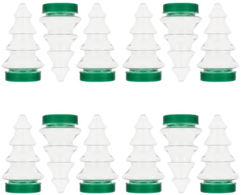 PRETYZOOM 12 Pcs Candy Bottle Biscuits Jar Clear Fillable Candy Jar Christmas Tree Shaped Ornaments Xmas Storage Wrapping Bottle Pet Plastic