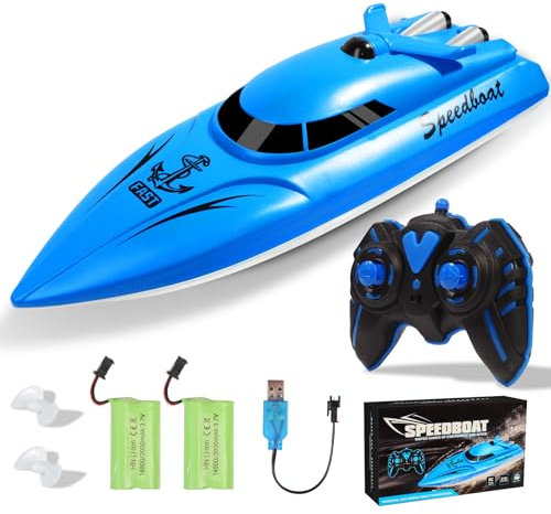 Barco RC, 2,4 GHz de Alta Velocidad Mini Barcos, Barcos de Control Remoto para Piscinas y Lagos, Radio Control de Motos acuáticas para niños, 30+ Mins, 2 Pilas