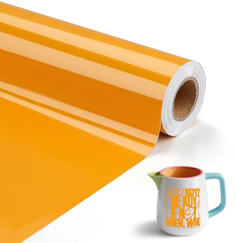 Selbstklebend Vinylfolie Plotter 30.5cm X 500cm Plotterfolie Vinyl Glänzend Gelbe Folie Wasserfeste Selbstklebend Permanente Klebefolie Autofolie Aufkleber Folie für Cricut Silhouette Cameo für Diy