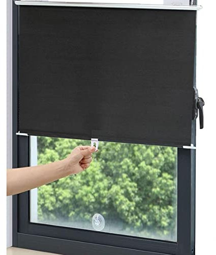 Tenda a rullo portatile grigia, con ventose, per finestre da tetto, tende di protezione solare, retrattile, senza trapano, 65 x 125 cm
