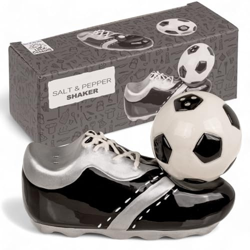 MIJOMA Salz- & Pfefferstreuer Set - Stilvolles Porzellandesign, Lebensmittelecht, Einfach zu Befüllen - Verschiedene lustige & niedliche Designs zur Auswahl (Anstoß & Nachschlag, 2-teilig)