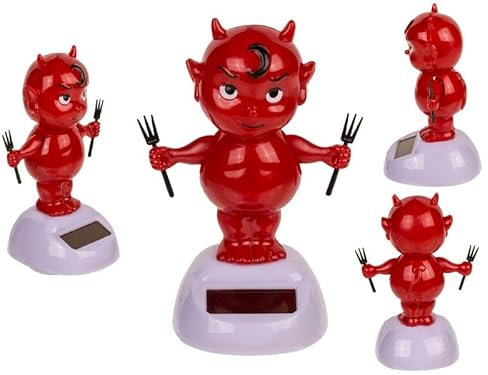Out of the blue Solar Teufelchen Bewegliche Figur, Baby Teufel mit Solarzelle Wackelkopffigur