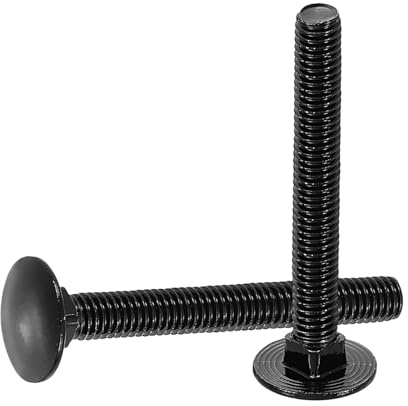 sourcing map Lot de 30 boulons de carrosserie M6 x 50 mm en acier inoxydable 18-8 (304) à tête ronde et à col carré - Vis en oxyde noir pour accessoires de fixation - Noir