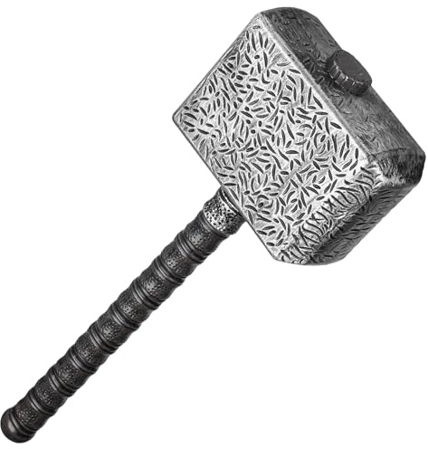 Spinosaurus 21“ Viking Hammer for Halloween Battle Hammer Plastic Sliver Hammer Pretend Weapons Props Viking Accessories (Silver B)