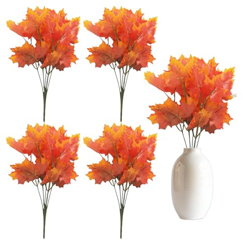 4 Stück Kunstblumen Herbst,Künstliche Blumen Herbst für Herbstdeko Innen | Herbstblumen Künstlich Outdoor Autumn Blätter Deko,Tischdeko Herbstblätter Herbststrauß Künstlich,für Fall Erntedankfest