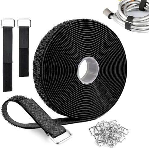 Arvoni 5m x 2cm Sangles de Câble Réglables avec 25 Boucles, Sangles Auto-Agrippantes, Attaches Câble Scratch, Colliers de Serrage Réutilisables et Découpables pour Ranger et Organiser Câbles, Noir