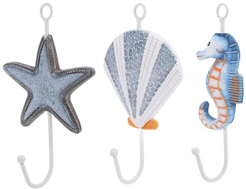 INOOMP 3Piezas Ganchos de Pared Decorativos Ganchos para Toallas de Playa Decoración para Baño Dormitorio y Sala de Mar