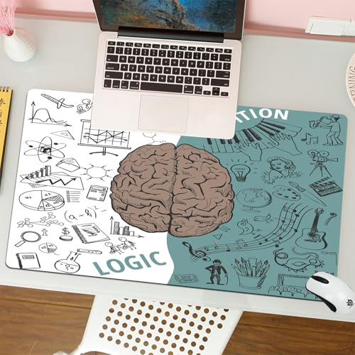 MESHIZIY Gaming Mouse Pad Computer Keyboard Mouse Mat Desk Pad Soft Smooth Surface and Anti-Slip Rubber Base,Creative brain Idea. Vector concept. Left and right brain functions Huma,12 x 31.5 in