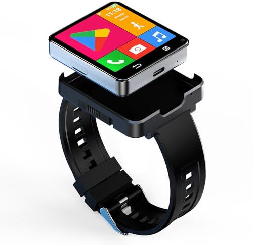 4G Smart Watch, Android 11 Quad Core 4GB+128GB Smartwatch 2,65 Zoll Großer Bildschirm Herrenuhr 1200mAh Typ-C Port 5,0MP Dual-Kamera WiFi Bluetooth GPS Fitness-Aktivitätstracker (4GB+128GB)