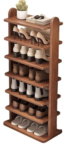 Étagère à chaussures étroite en bois massif à plusieurs étages pour couloir, entrée ou garde-robe, armoire à chaussures compacte pour la maison et l'intérieur