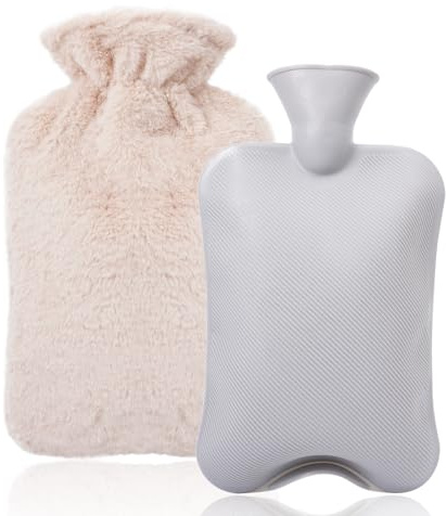 Bouillotte Eau Chaude avec Housse en Peluche,2L Bouillotte Enfant et Adulte,Bouillottes Peluche Douce Antifuite Bouillote Chaude Chauffe Main/Ventre/Cou,Idéal pour Hivers Fournir Chaleur