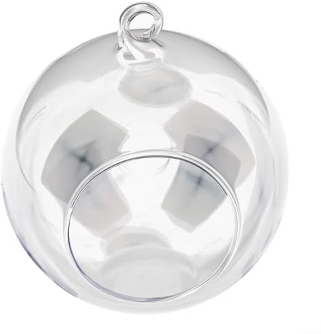 babominimer Vaso a sfera in vetro con design a bocca aperta, per piante grasse e terrari, contenitore in vetro borosilicato trasparente con fondo piatto e (12 cm)