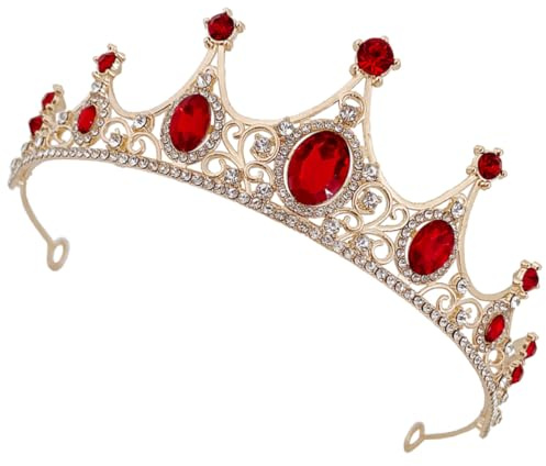 Tocado de Gemas de Imitación en Forma de Diadema Rojo | Aleación de Zinc, Acrílico y Brillo Delicado, Ligero y Fácil de Llevar, para Bodas y Banquetes