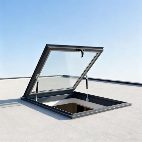 Couvercle de puits de lumière pour toit plat incliné, fenêtre pour véranda ou puits de lumière souterrain, pour trappe de toit, lucarne de toit, grenier, sous-sol(LxW 80x90cm/31.5x35.4in)