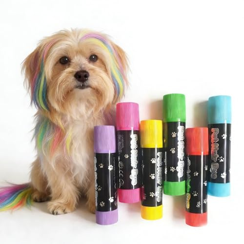6 Stück Temporäre Tierhaarfärbestifte für Hunde, Temporäre farbige Haarfärbemittel, Farben Haarkreide, einfach anzuwenden Haarfärbestifte für Auswaschbar, für Hunde Vögel Pferde Katzen (1 Set)