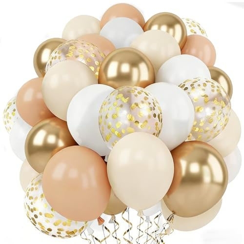 60 Stück Metallic Gold Matte Weiß Helium Ballon
