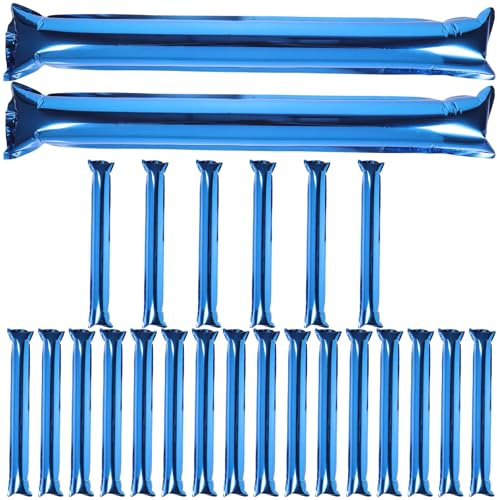 SUPVOX Inflatable Cheering Sticks Noise Maker 24pcs Blue Aluminum Film Clapping Sticks for Sports Events Concerts Parties and International Soccer Fan Support