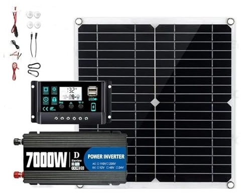 Inverter convertitore Kit Inverter 7000W 12V 110V220V 300W Pannello Solare Controller 100A Caricabatteria Capannone/illuminazione/campeggio Installazione Semplice(220V solar kit)