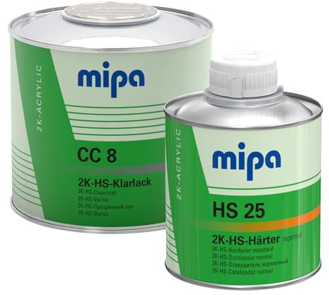 MIPA 2K-HS-Klarlack CC 8 Set - 0.75 Liter Hochglanz-Klarlack mit Härter & Verdünnung, VOC-konform, High-Solid Acryl für PKW & Nutzfahrzeuge