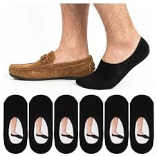 ADFOLF 6 Pack No Show Socks Mens Casual Low Cut Thin Loafers Non Slip Boat Liners (9-13, Black)