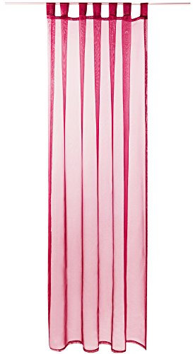 Bestlivings Gardine mit Schlaufen, Transparent Voile 140 x 175cm (Breite x Länge) in pink - Fuchsia, Schlaufenschal in vielen weiteren Farben und Größen