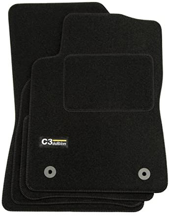 J&J AUTOMOTIVE | Velours Fußmatten mit Logo Autotepiche Passend Für C3, ab 2016, rutschfeste Untregrund, Verstärkt Im Pedalbereich
