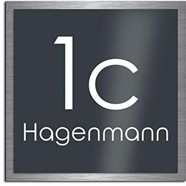 Premium Designer Hausnummer mit UV Druck und Montage Set - 22x22 cm - Familien-Haus Bedruckte Hausnummern mit Straßen Straßennamen für die Haustür Ferienhaus…