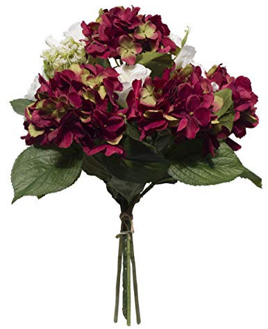Home Edition 2474U Kunstblumen-Strauß Rosalie Seidenblumen im Strauß gebunden aus Hortensie, Pfingstrose und Holdunder - Naturgetreu - Witterungsbeständig