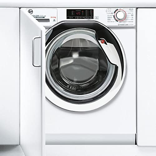 Hoover H-WASH/DRY HBDS595D1ACE/-800 9+5kG 1400 Rpm Integrated Washer Dryer, 12 Programmes, 3 Drying Levels, White with Chrome door