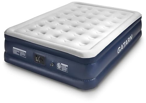Gatarn King Inflatable Mattress, Air Bed with a Built-in Electric Pump, Self-Inflation/Deflation Blow Up Airbed for Guest, Camping & Home Use 203x152x46cm