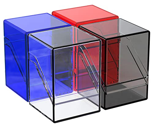 KKU 4 Stück Kartendeckhüllen, Sammelkarten-Aufbewahrungsboxen, Acryl-Kartenhalter, Deck-Aufbewahrungsbox für mehr als 400 Karten mit Hüllen für Sportkarten (4 Farben)