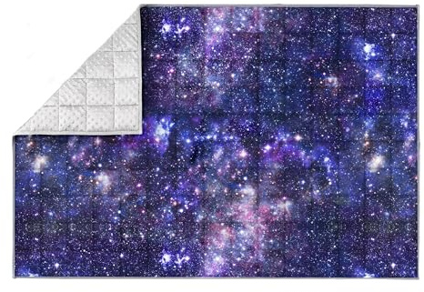 Solfres Gewichtsdecke für Kinder, 3,2 kg, 102 x 150 cm, Minky-Druck, schwere Decke, 3,2 kg für Kinder und Jugendliche, die schlafen, ultraweich und gemütlich, Sterne, sensorische Gegenstände für