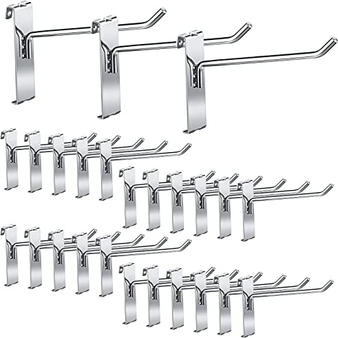 25 st nätväggspanelkrokar paneldisplaykrokar silver rutnät väggkrokar rostfritt stål fästkrokar för rutnät vägg detaljhandel display handel show hem kontor garage förvaring, 15 cm