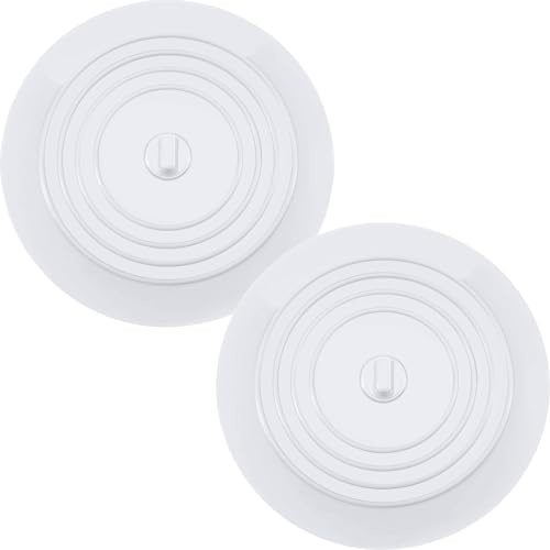 FIXIT Universal Bath Plug, Pack of 2 Universal Sink Drain Plug For Kitchen, Bathroom and Laundries. 6 Inch Durable Silicone Plug With Effective Seal, White