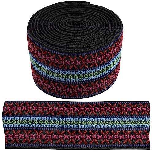 Aerzetix - C67314 - Nastro Elastico Decorativo tricottato Piatto 2 Metri - Larghezza 50mm - Colore Multicolore - Sartoria merceria Cucito Abbigliamento Sportivo Tessuto Cintura Pantaloni Gonna