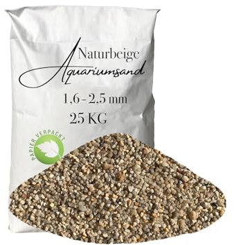 Aquariumsand Aquariumkies beige im 25 kg Sack kantengerundet gewaschen ungefärbt 1,6-2,5 mm papierverpackt