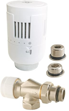 SOMATHERM FOR YOU, 601522110, Rubinetto termostatico T301 ad angolo inverso universale 3/8 (12x17) o 1/2 (15x21), Compatibile con tutte le teste termostatiche standard M30x1,5 sul mercato