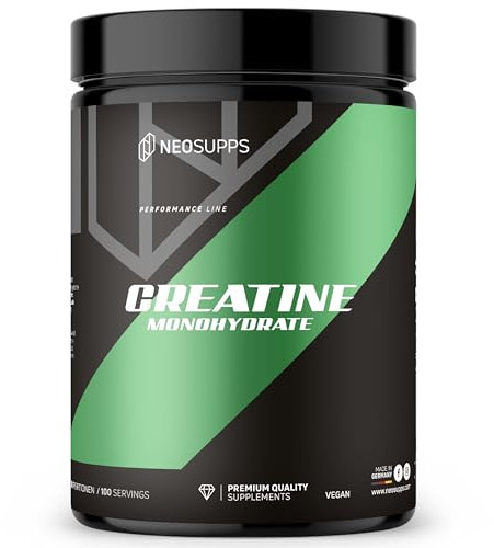 Neosupps Creatin Monohydrat Pulver 500g – 100 % reines Kreatin ohne Zusatzstoffe, vegan & geschmacksneutral, für Schnellkrafttraining & körperliche Leistung im Sport