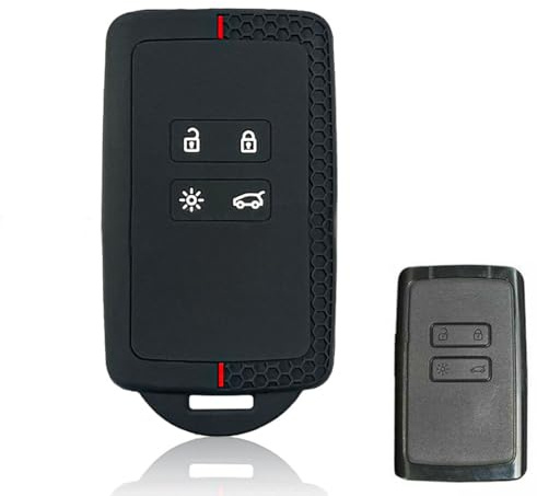 ZKGYUS Autoschlüssel Hülle für Clio Megane Koleos Kadjar Kangoo Twingo Talisman Captur Espace Duster Schlüsselhülle, Silikon Clio Schlüsselhülle - 4 Tasten(Rot Linie)